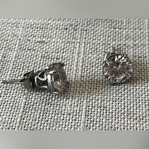 Cubic Zirconia Pair Of Stud Earrings Stainless Steel vintage..